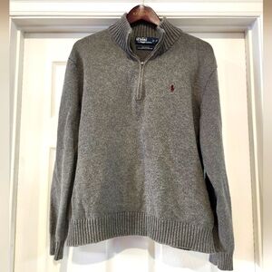 Polo Ralph Lauren Gray 1/4 Zip Up  Pullover Sweater. Men's XL. Great Condition